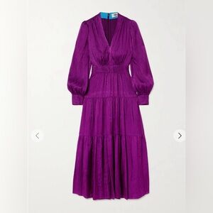 Diane Von Furstenberg Deep Plum Long Sleeve Maxi Dress Sz 8 excellent condition